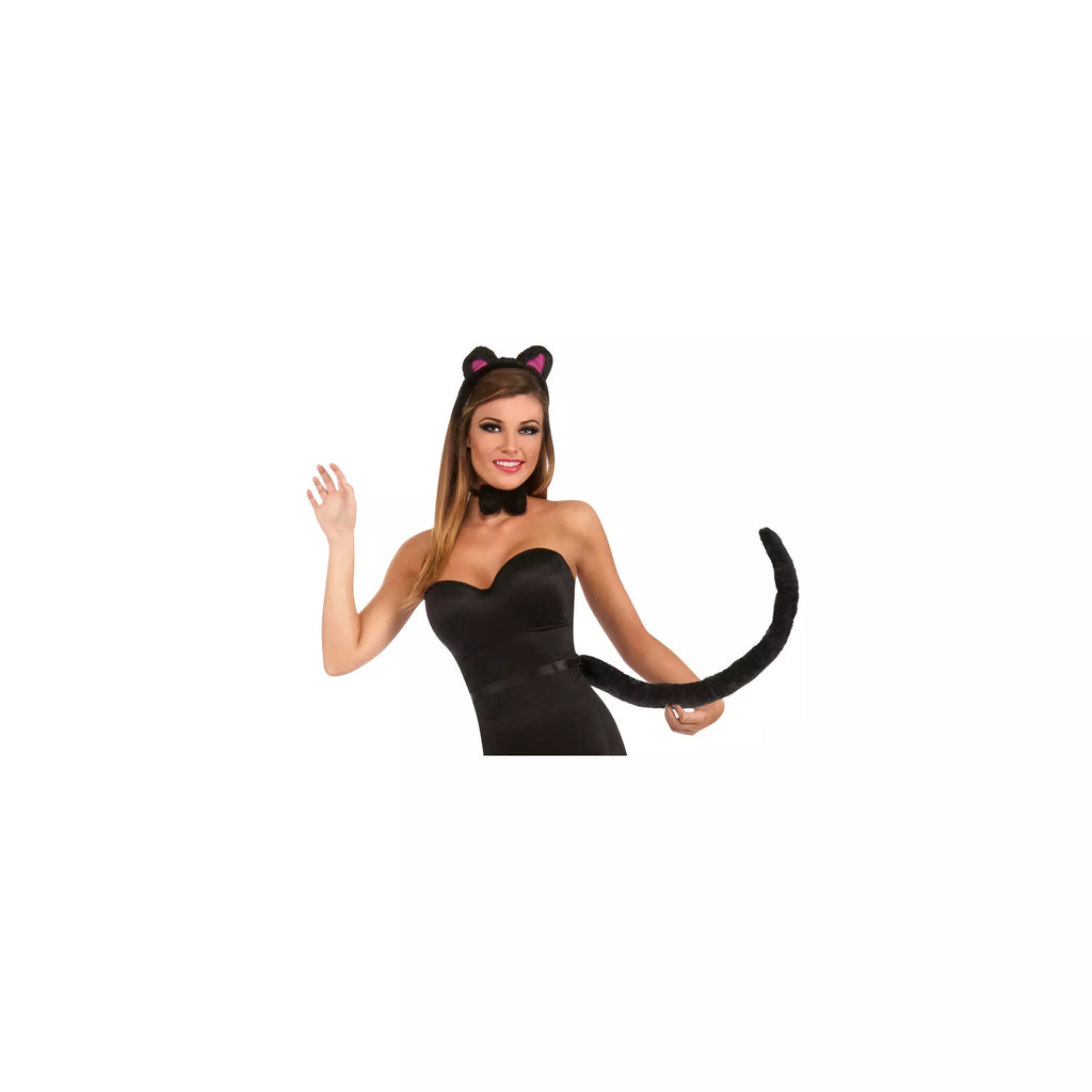 Extra Long Faux Fur Black Cat Tail