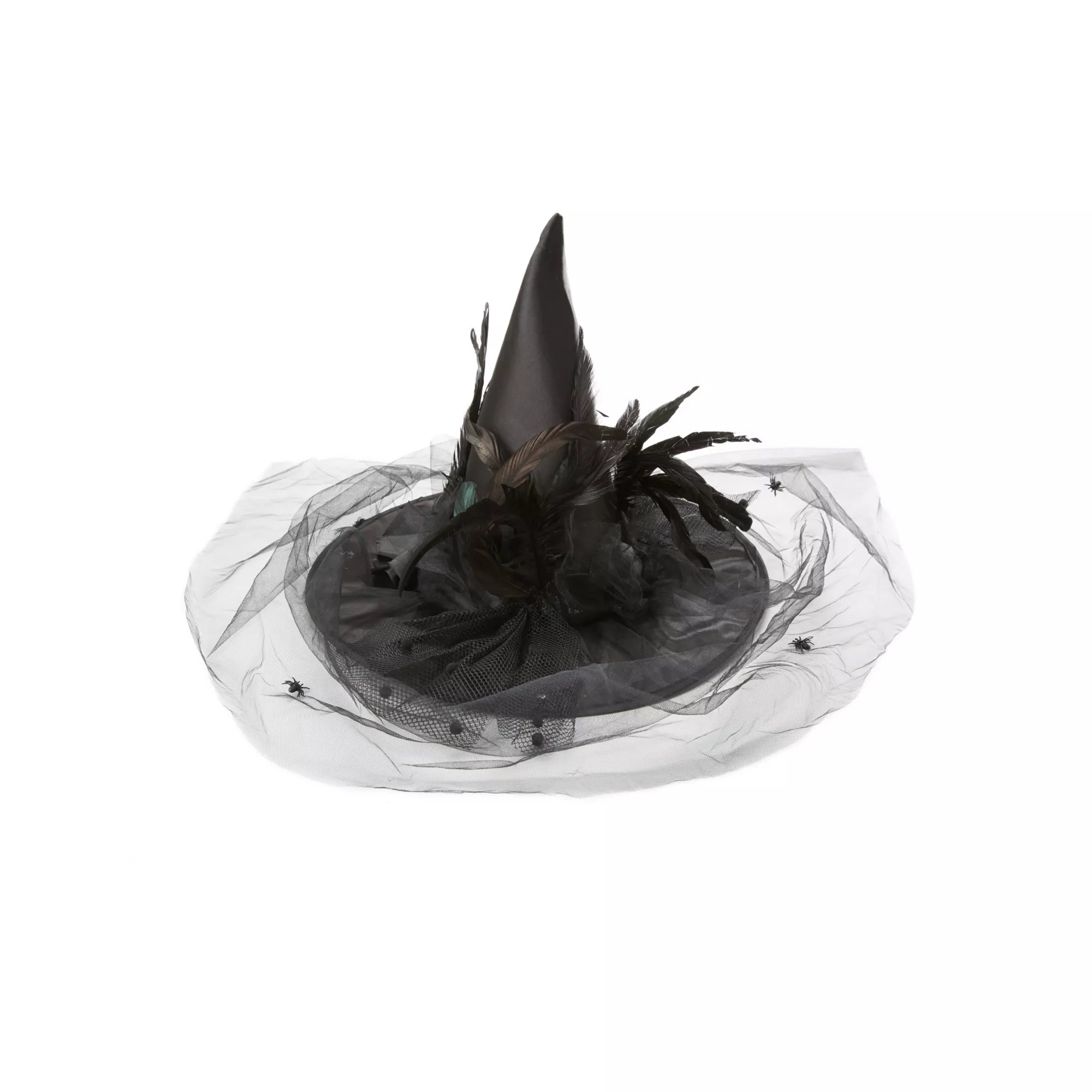 Feathered Black Witch Hat