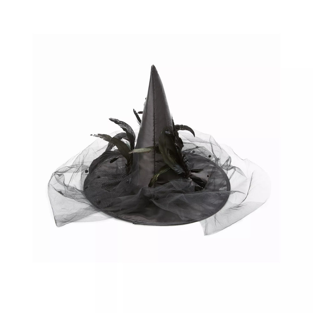 Feathered Black Witch Hat