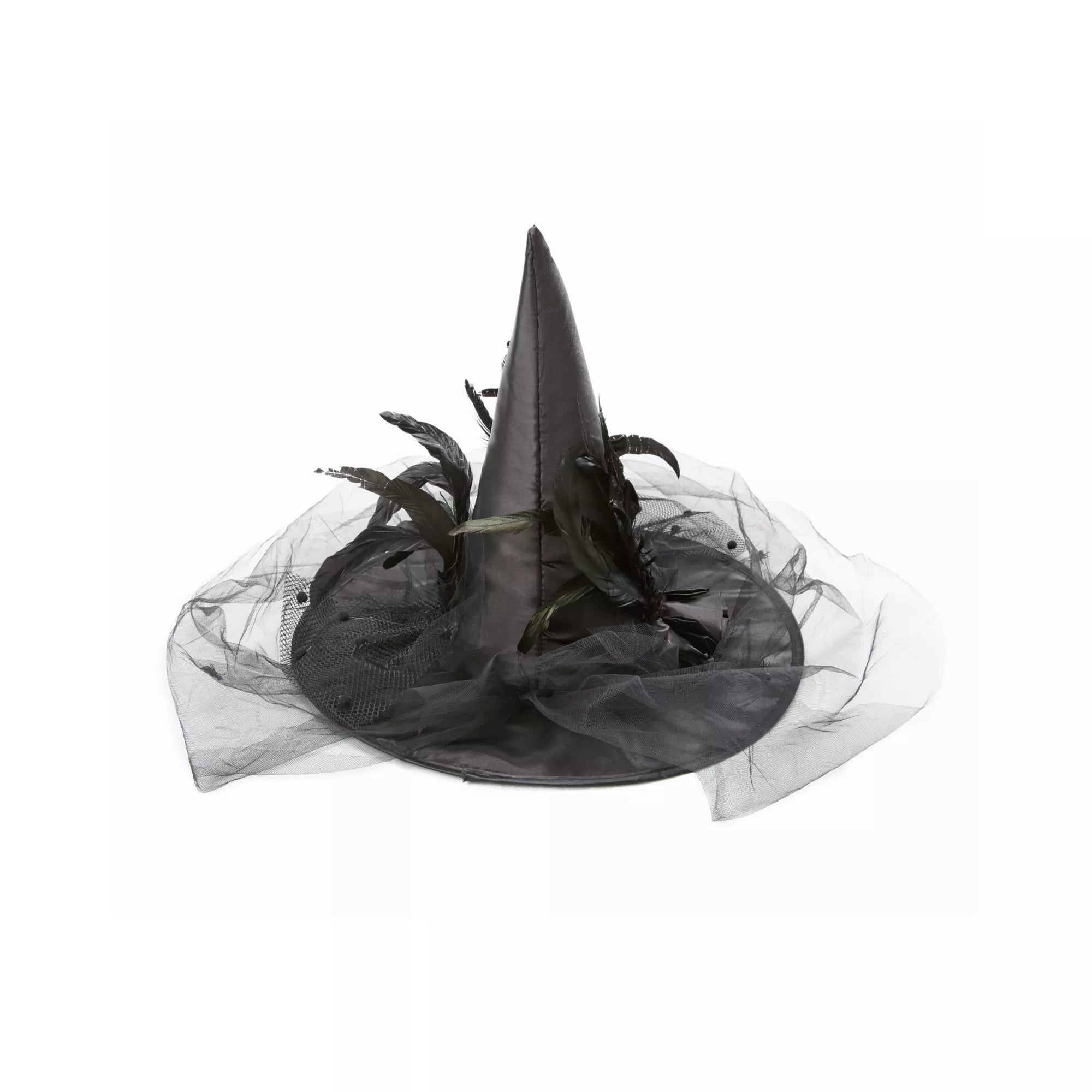 Feathered Black Witch Hat