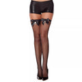 Ribbon and Handcuff Fishnet Thigh High Stockings