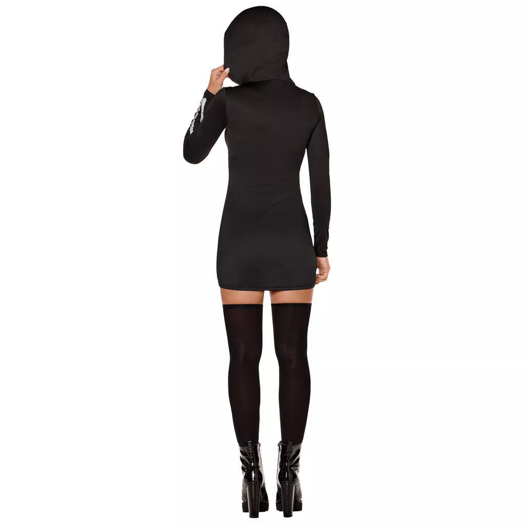 Adult Hooded Holographic Skeleton Costume