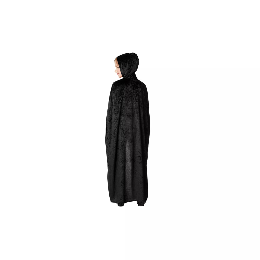 Kids Black Velvet Hooded Cape