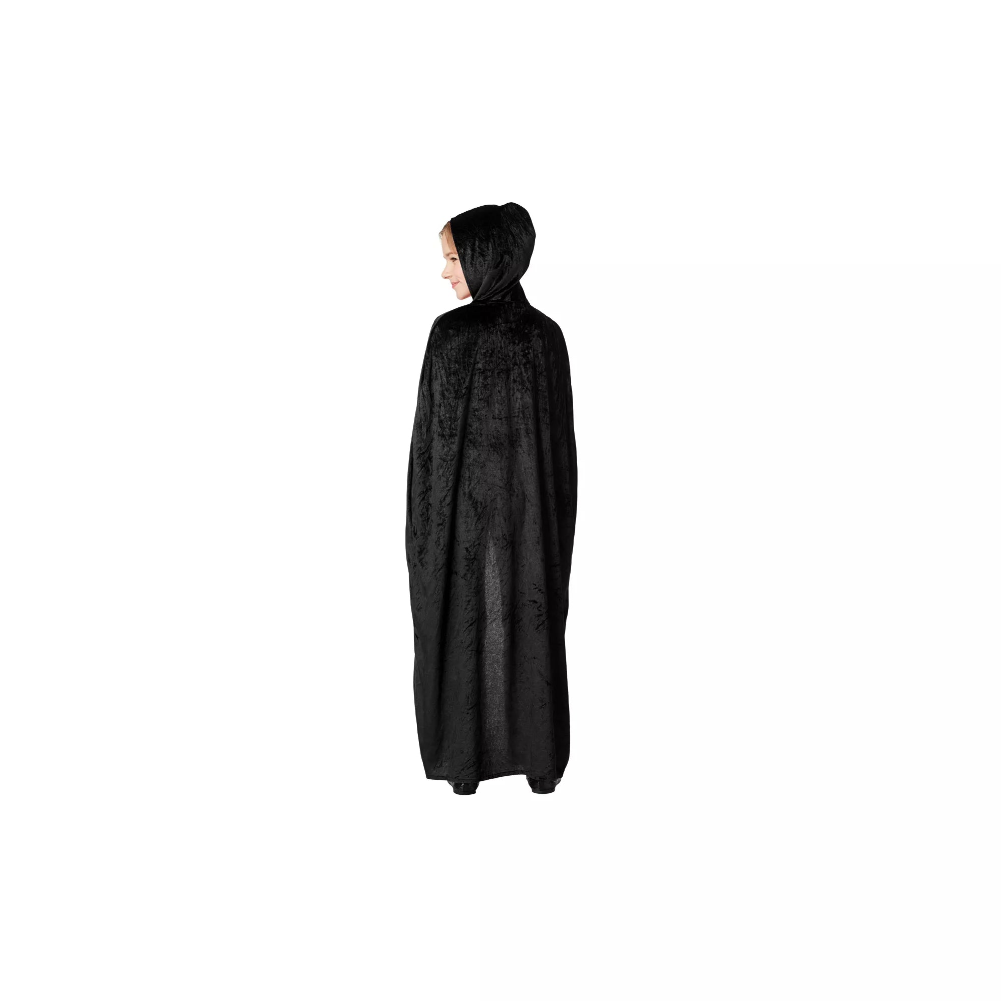 Kids Black Velvet Hooded Cape