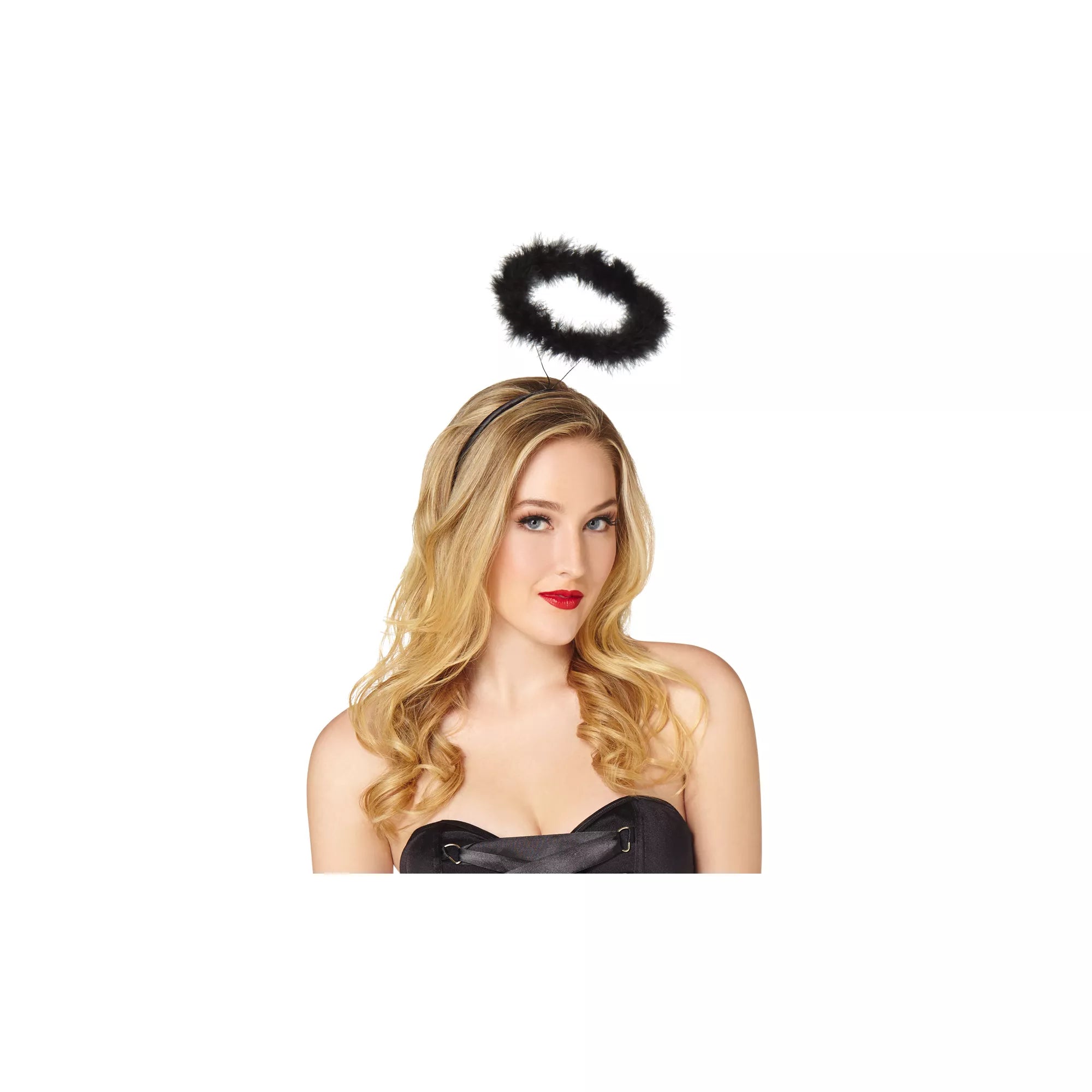 Faux Marabou Black Halo