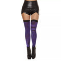Black and Purple Striped Thigh High Stockings