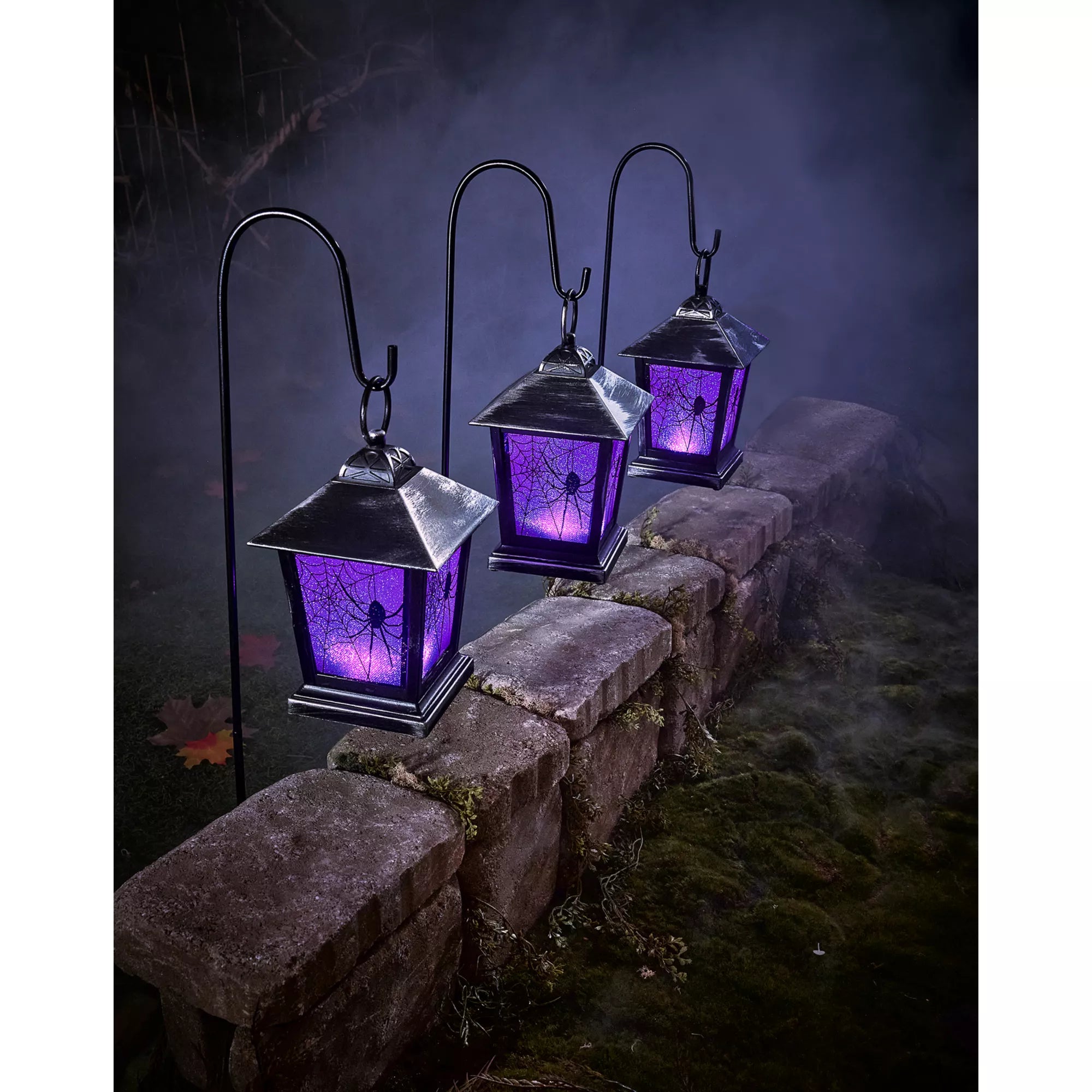 Purple LED Creepy Spider Lantern Pathway Markers - 4 Pack