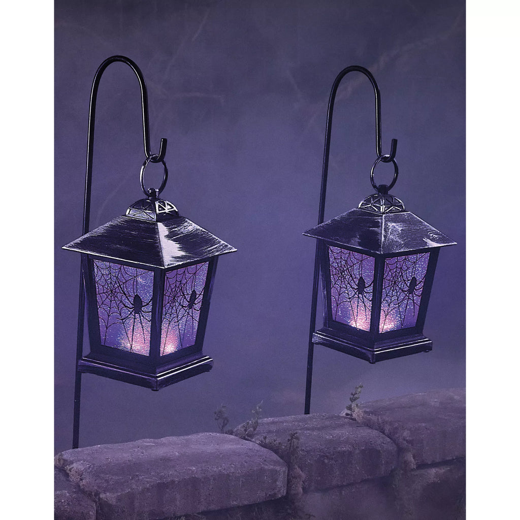 Purple LED Creepy Spider Lantern Pathway Markers - 4 Pack