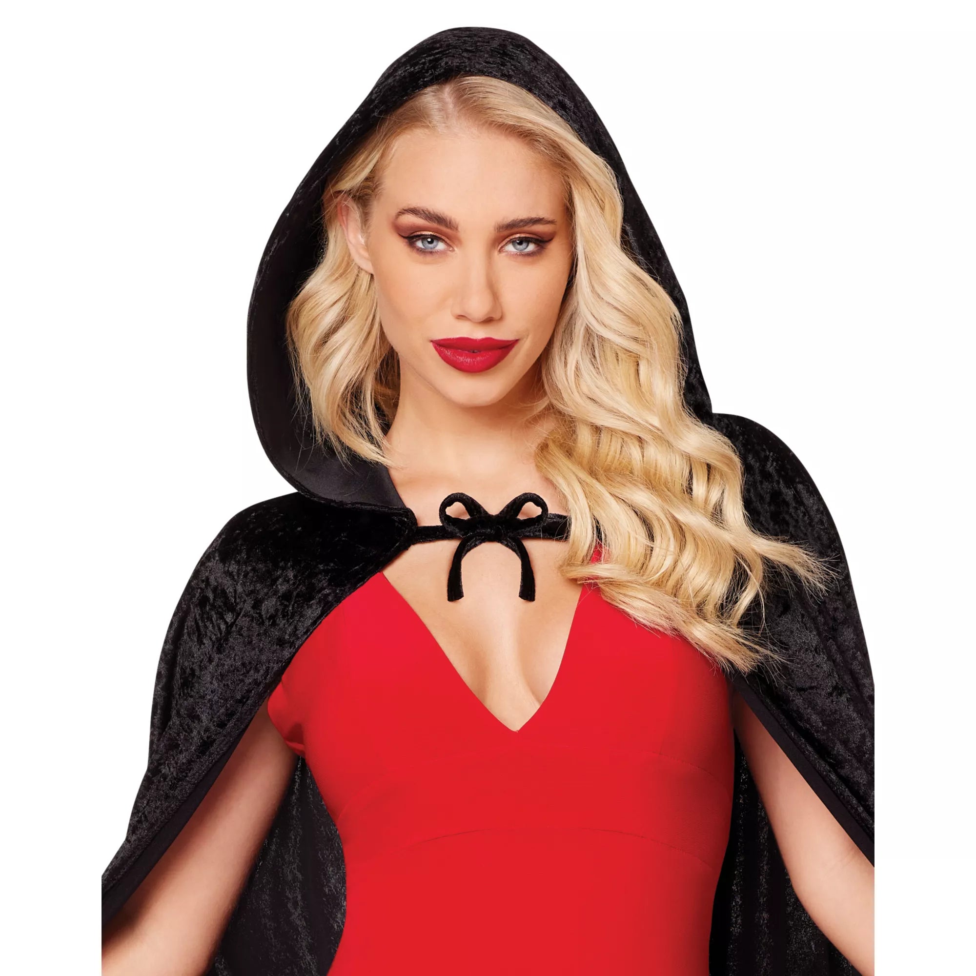 Black Velvet Hooded Womens Cape
