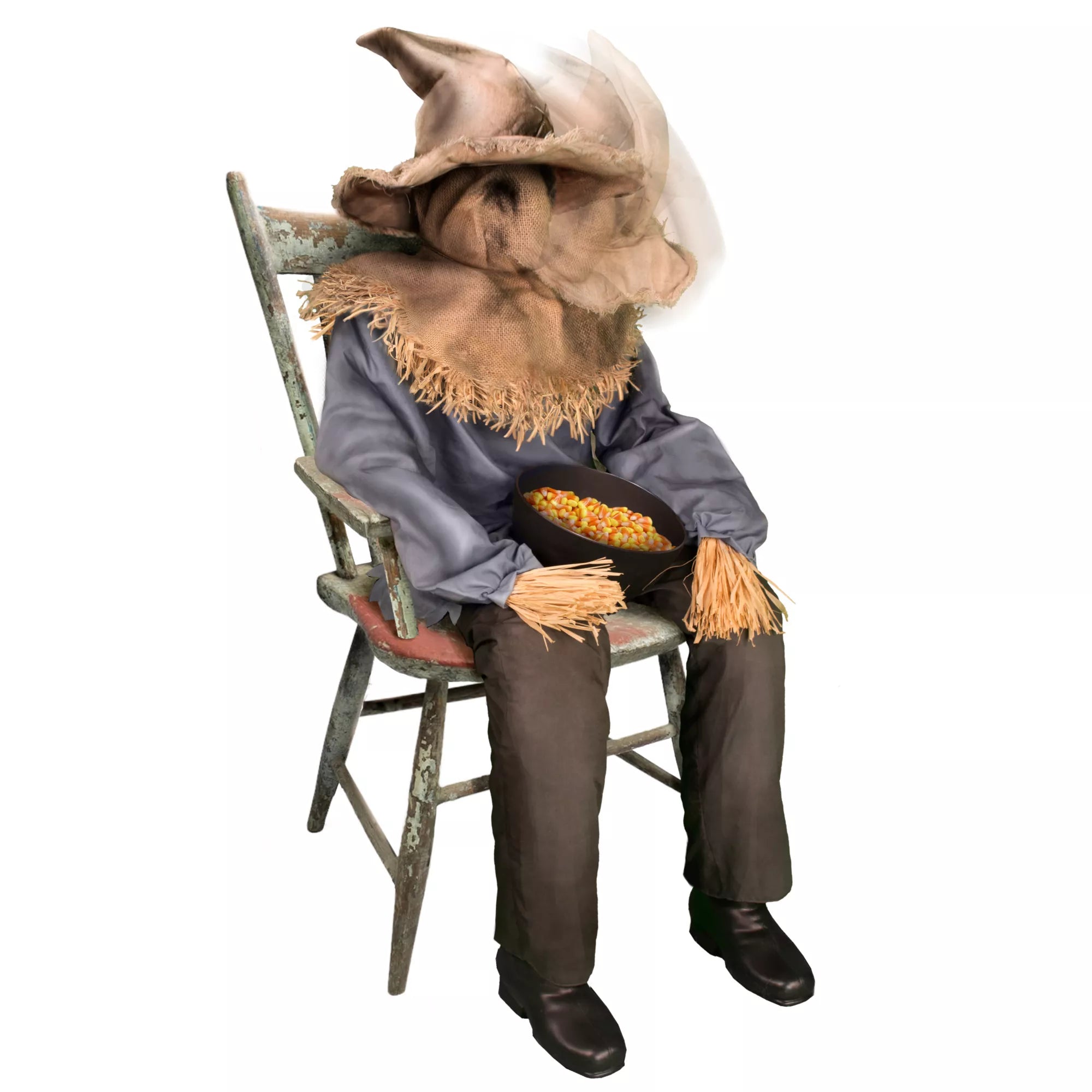 4 Ft 7 In Sitting Scarecrow Animatronic