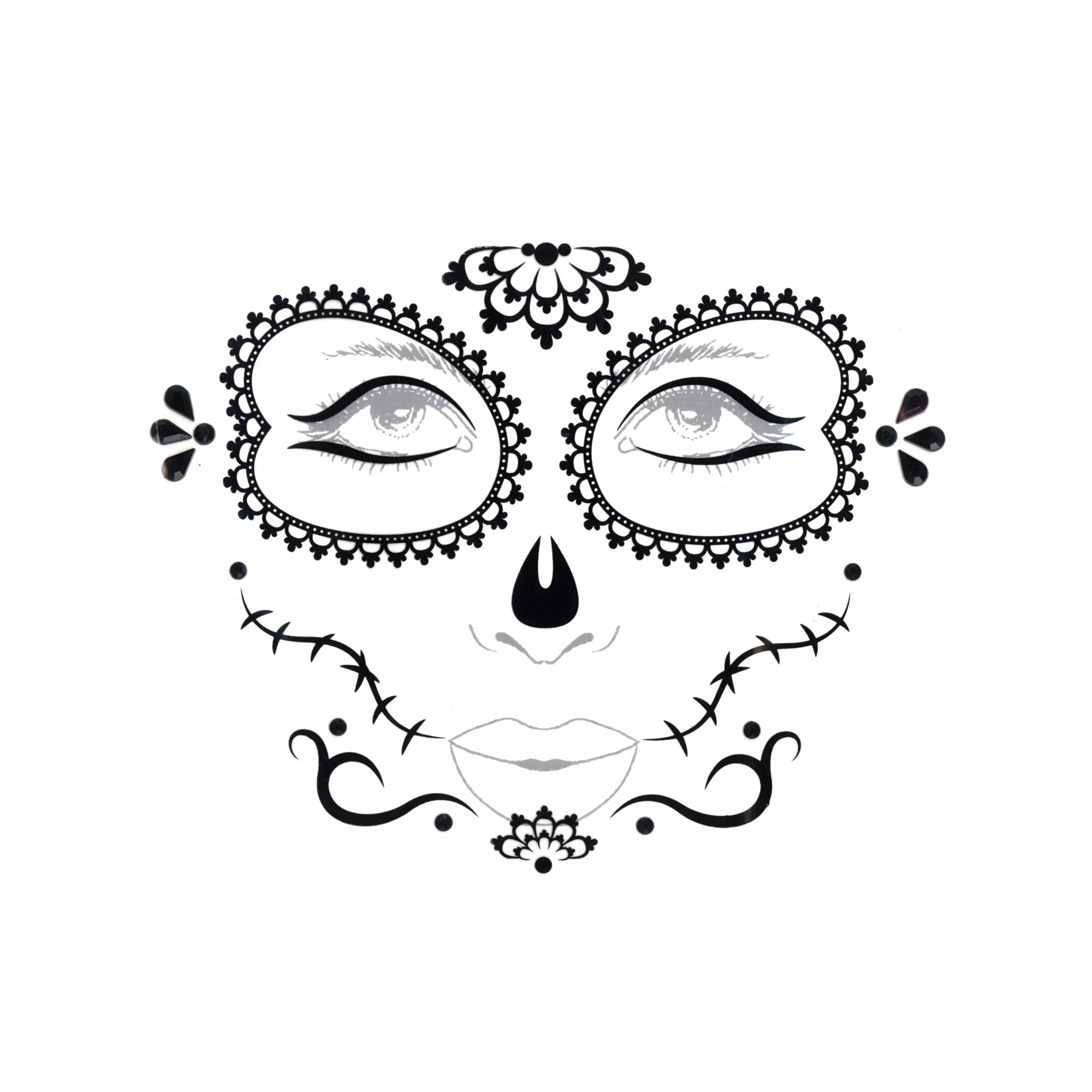 Black and White Sugar Skull Face Decal