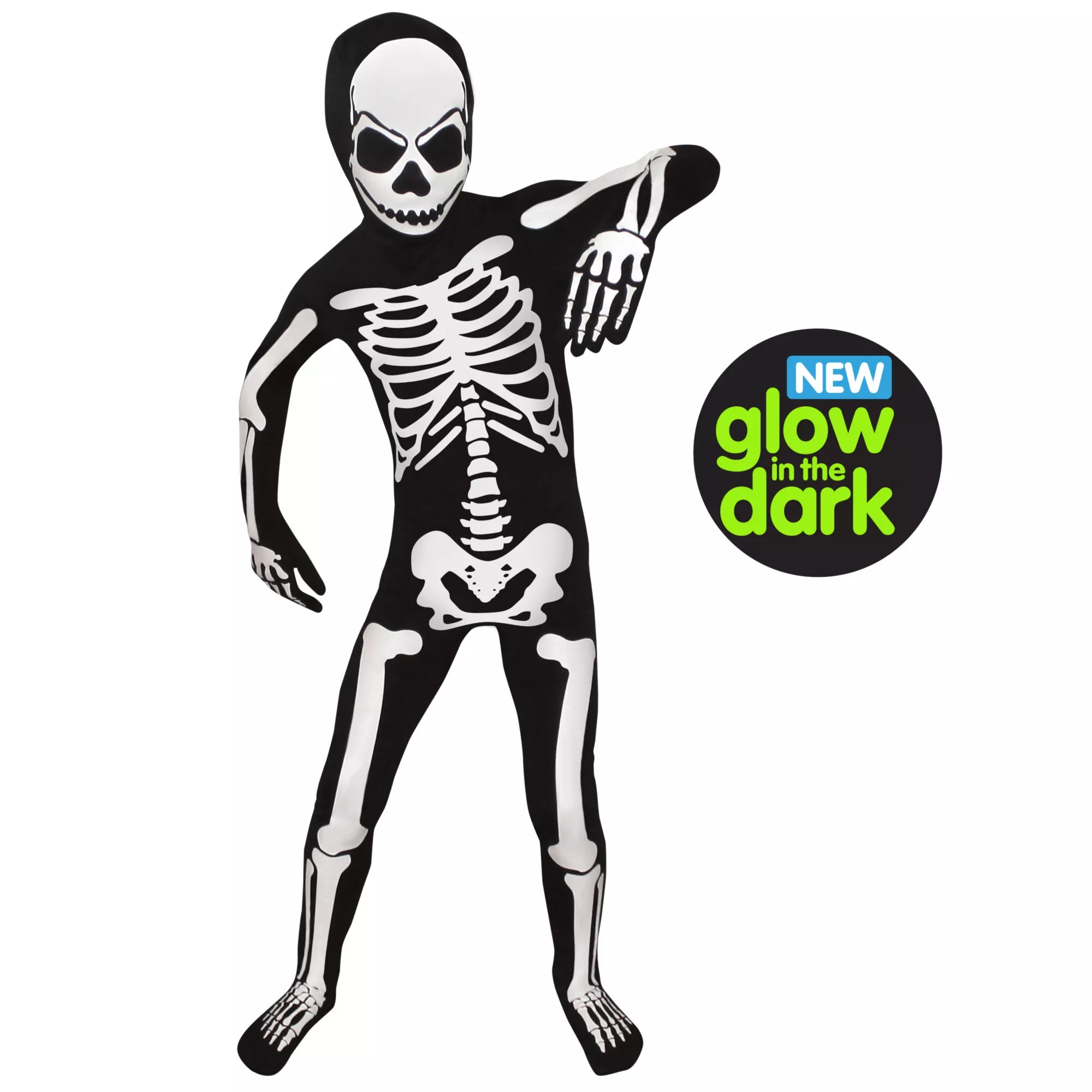Kids Glow In The Dark Skeleton Morphsuit Costume