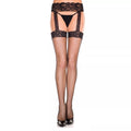 Black Lace Garter and Fishnet Stockings