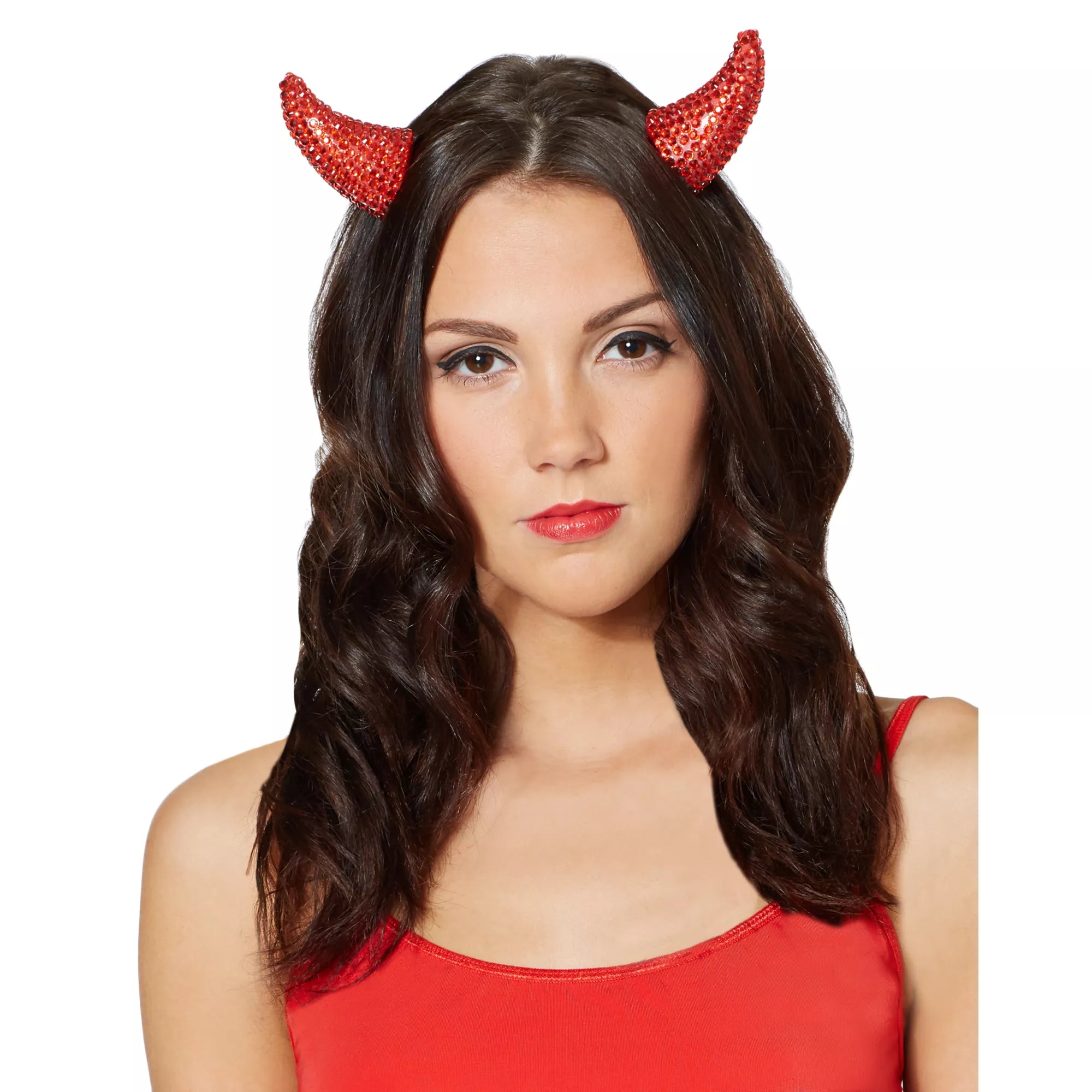 Red Rhinestone Devil Horns