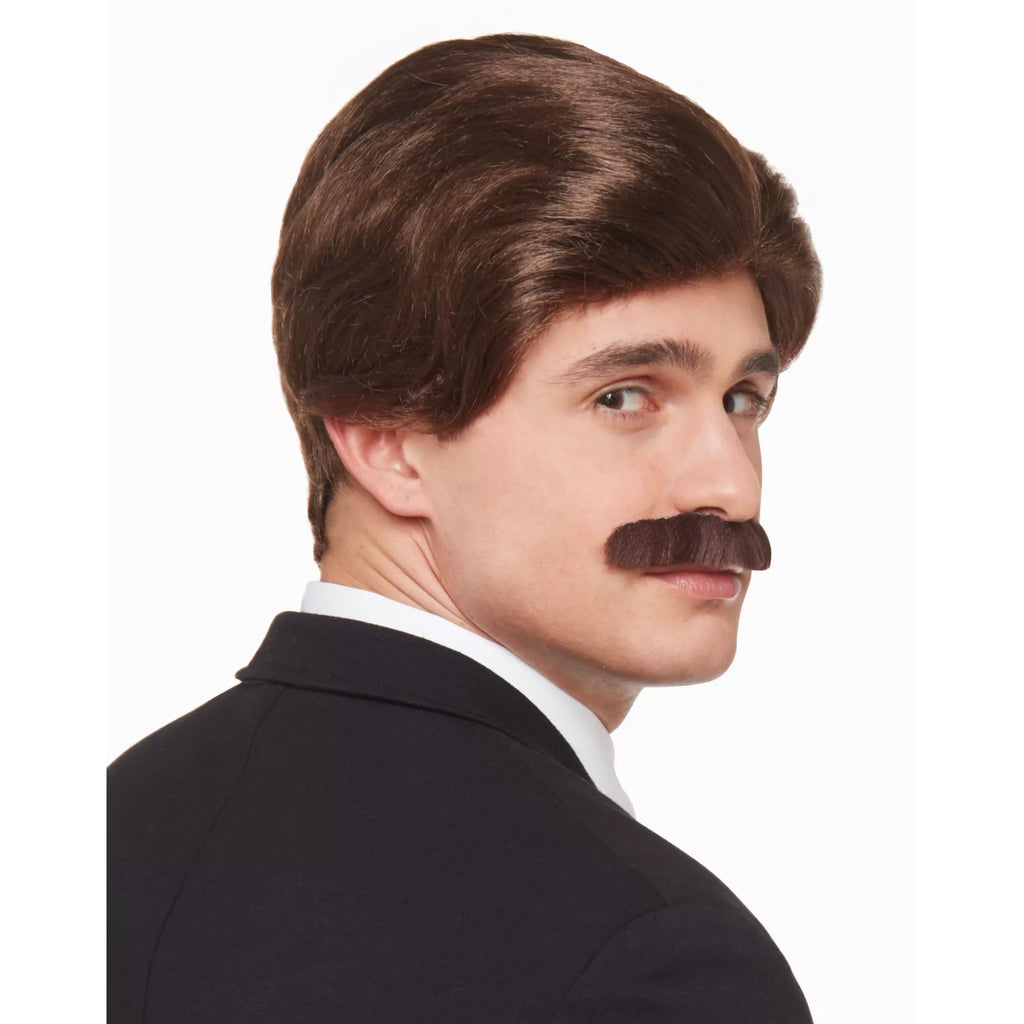 Brown '70s Wig and Mustache