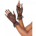 Black Lace Ruffle Gloves