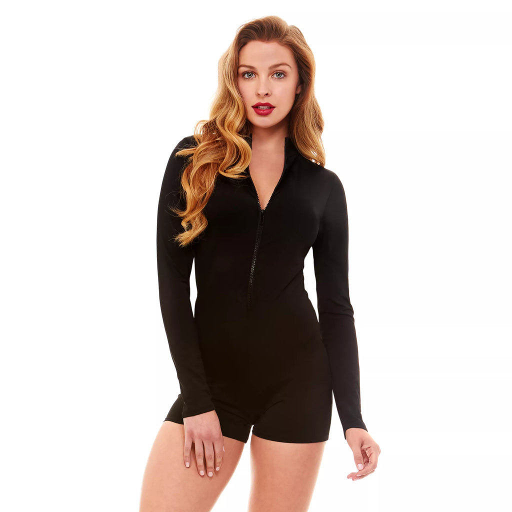 Zip-Up Black Romper