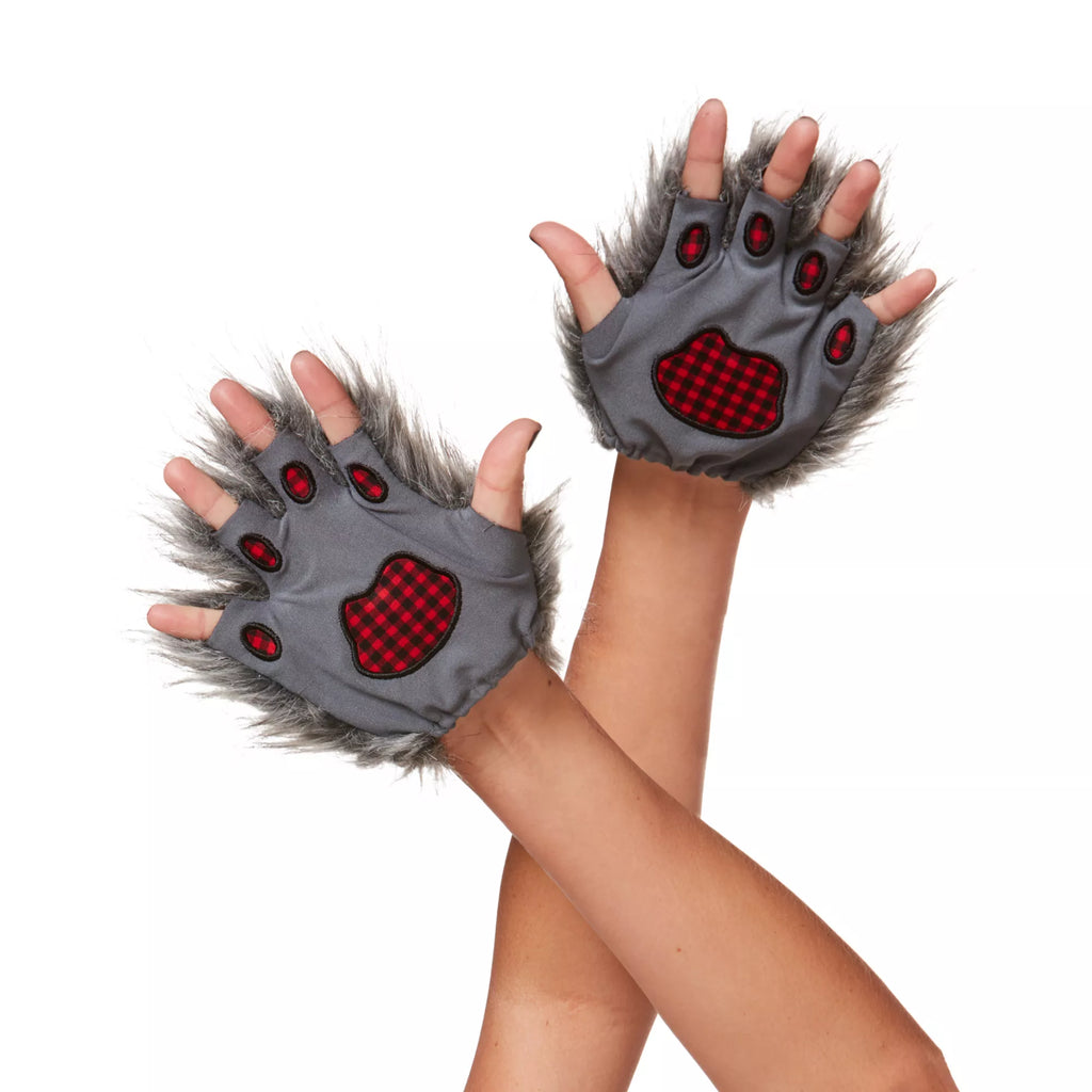 Faux Fur Wolf Gloves