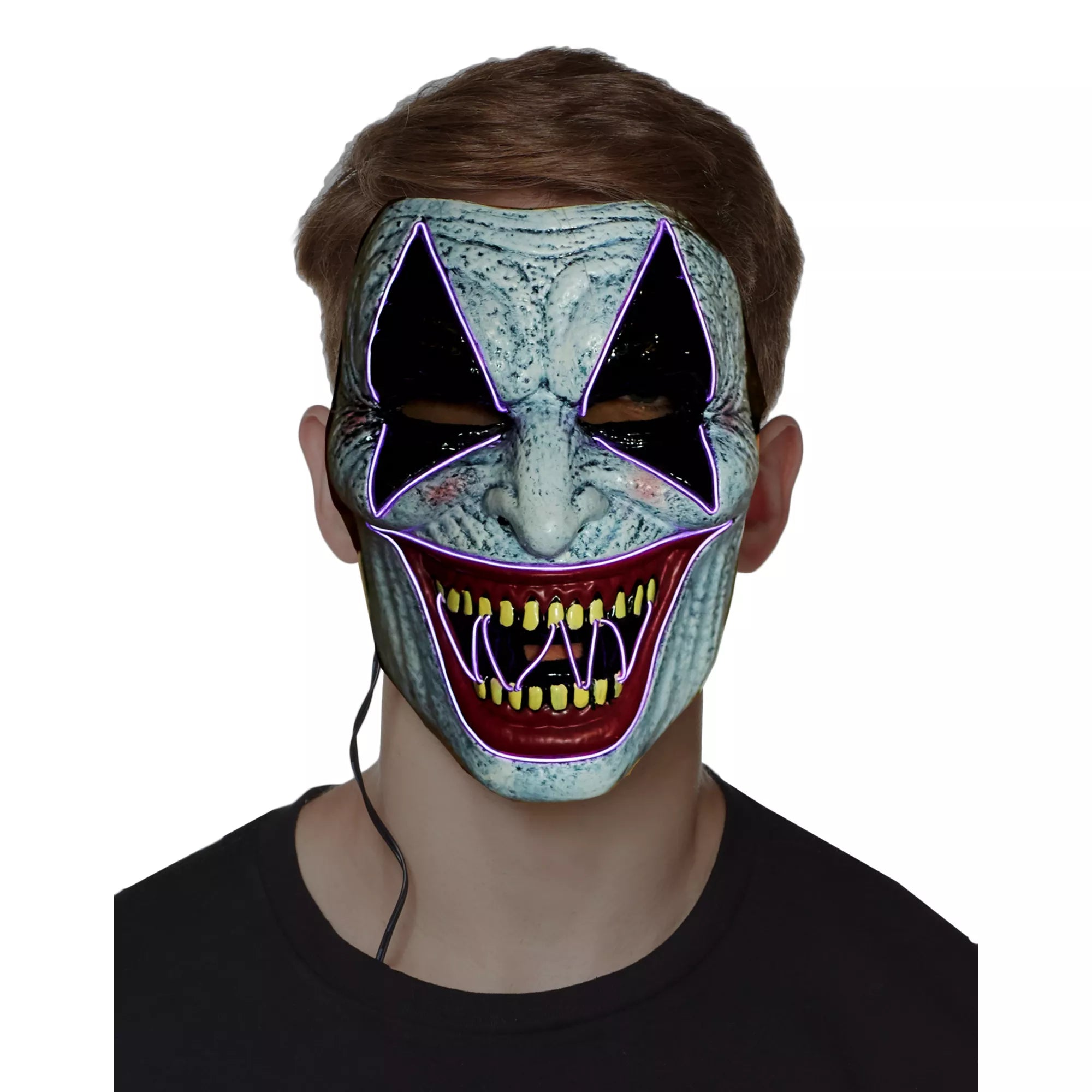 Laughing EL Wire Riot Clown Half Mask