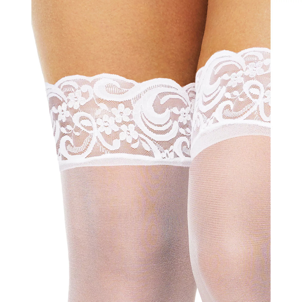 White Lace Thigh High Stockings