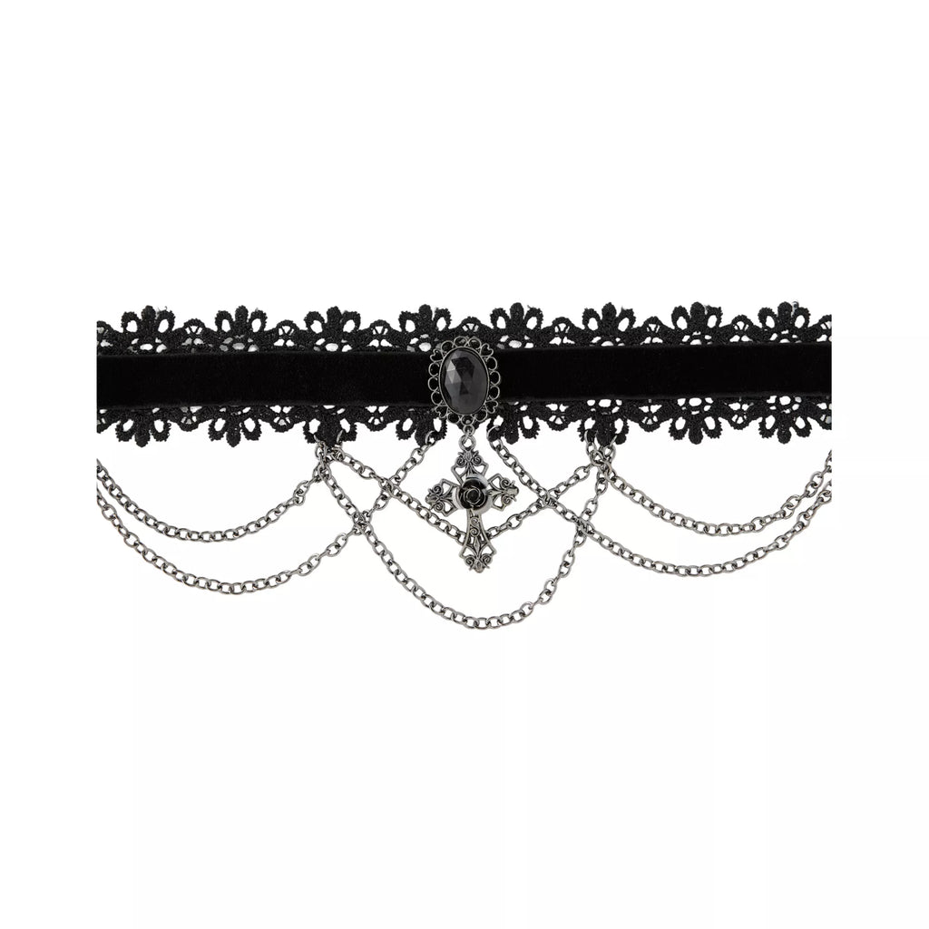 Vampire Cross Lace Choker Necklace