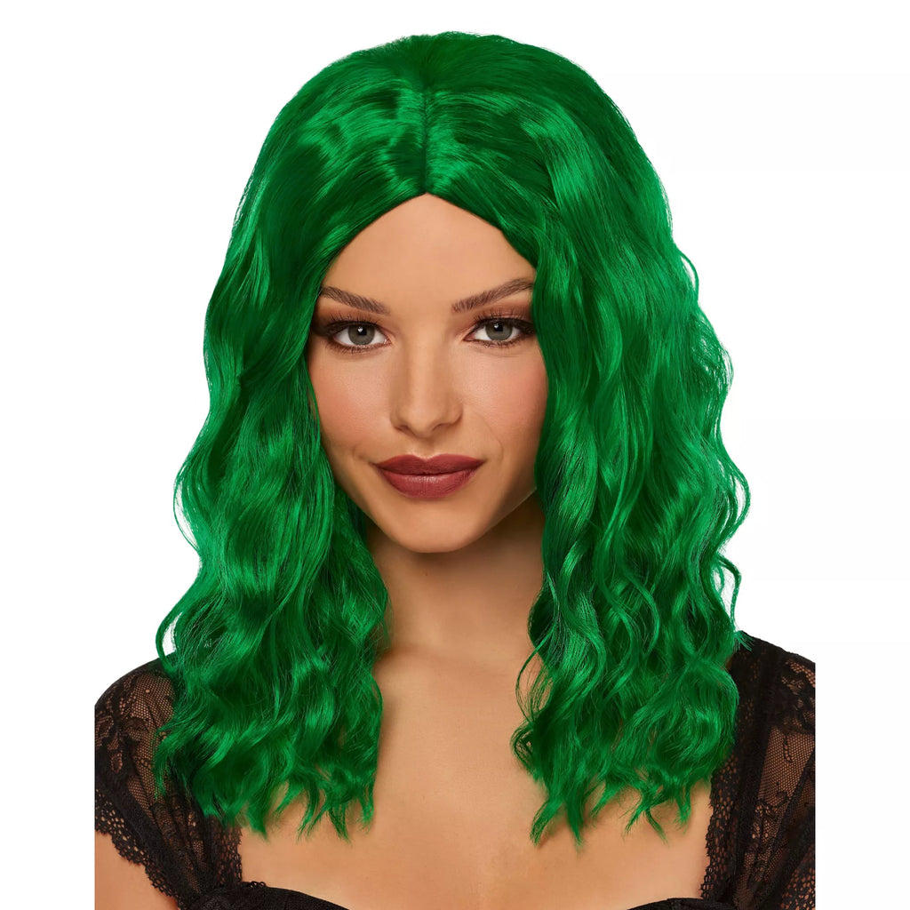 Green Wavy Curls Wig