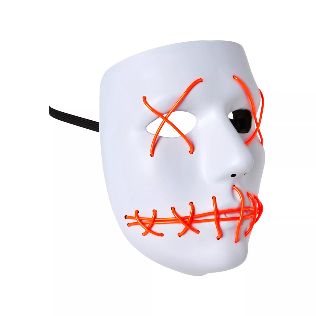 White and Red EL Wire Half Mask