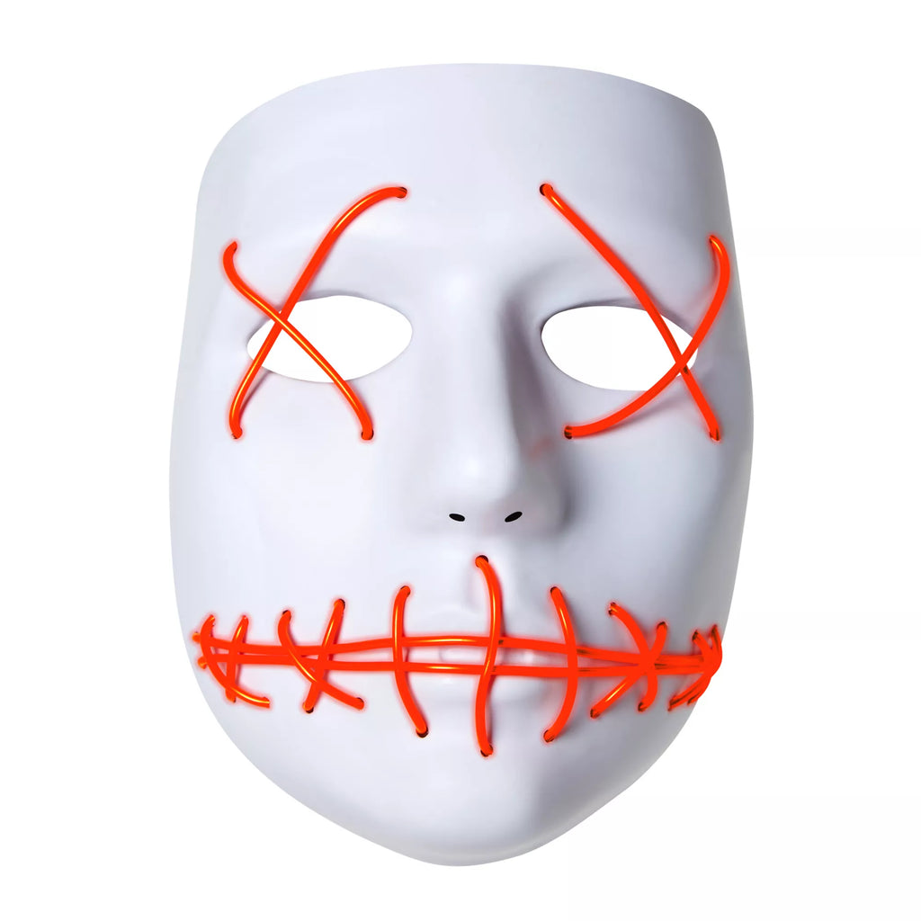 White and Red EL Wire Half Mask