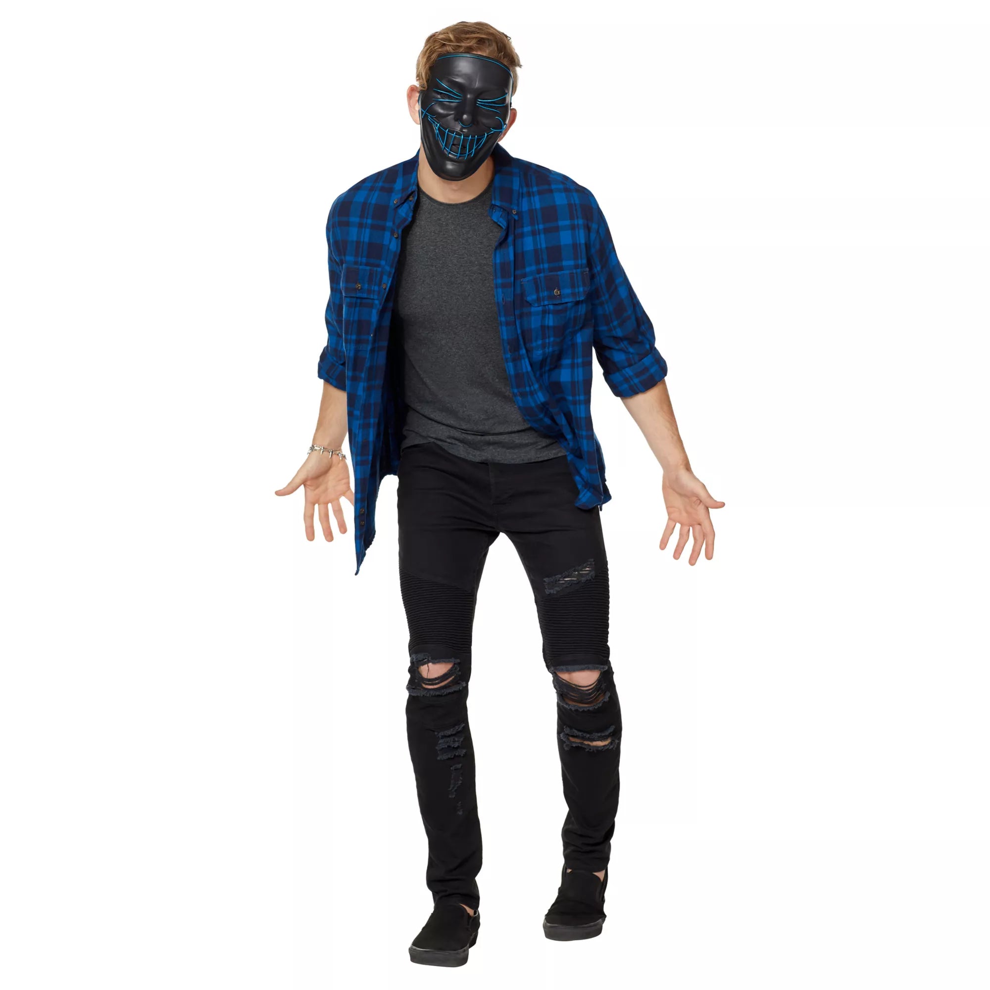 Black and Blue EL Wire Half Mask