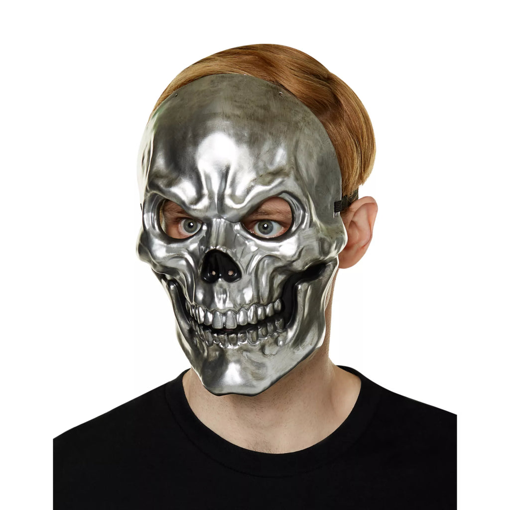 Silver Metallic Skull Half Mask