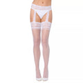 White Lace Top Sheer Garter Tights