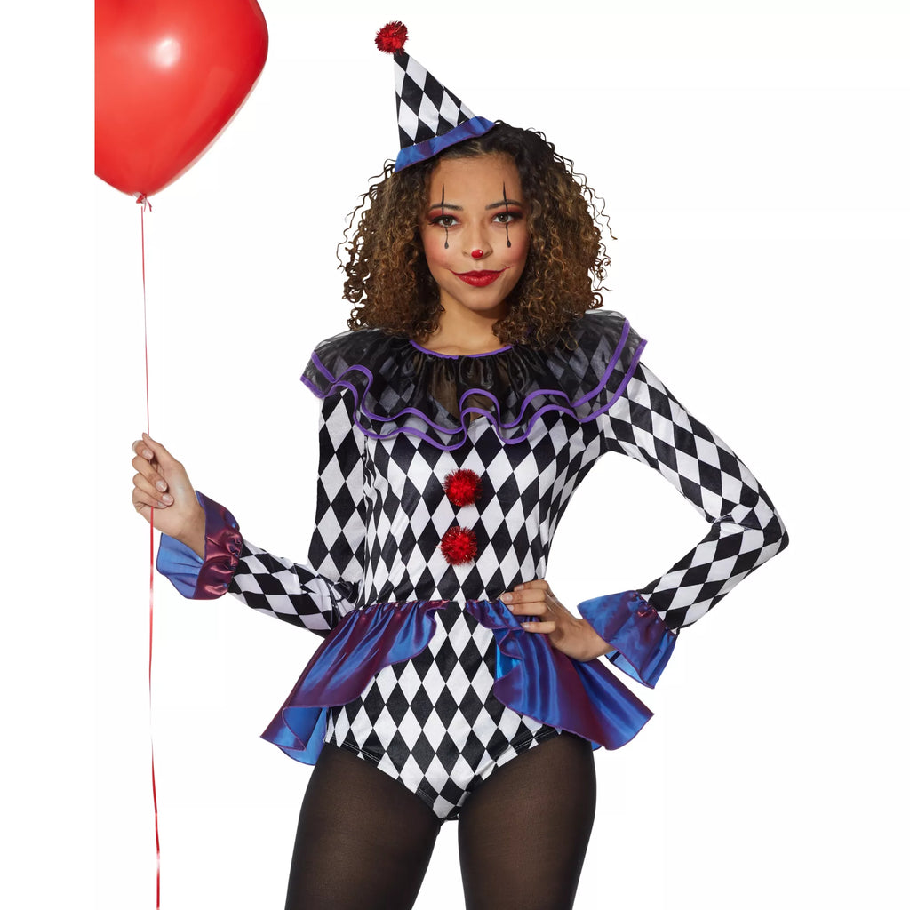 Adult Carnival Clown Bodysuit Costume