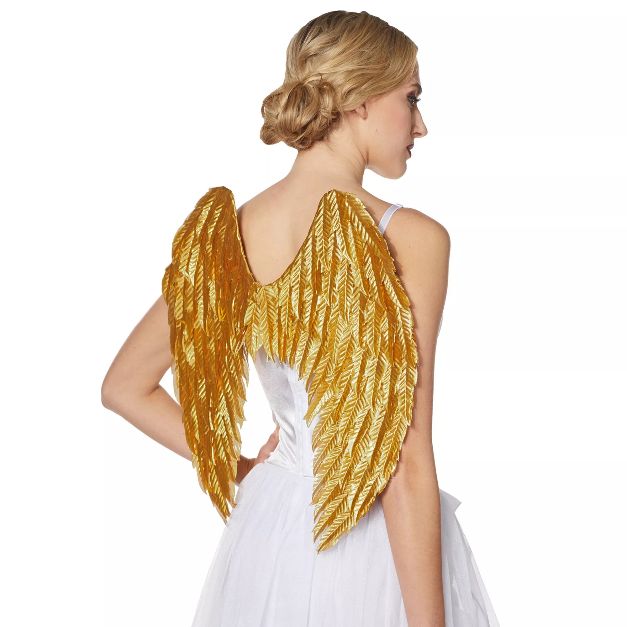 Goldtone Feather-Effect Angel Wings