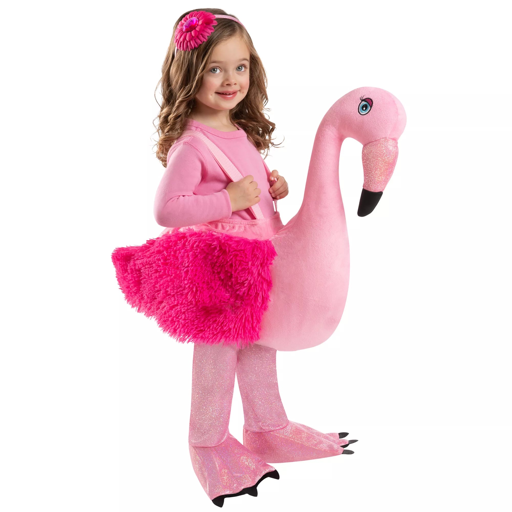 Toddler Faux Fur Flamingo Ride-Along Costume