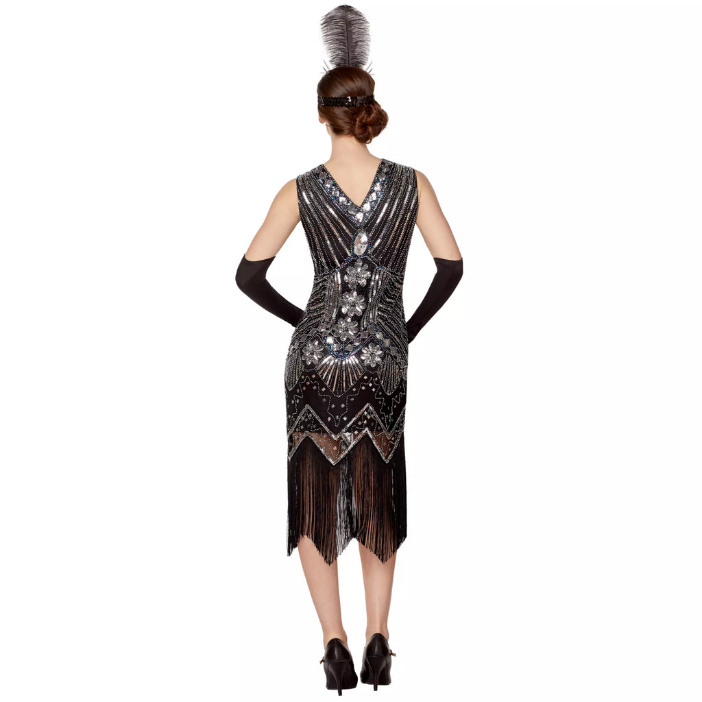 Adult Black Beaded Flapper Dress