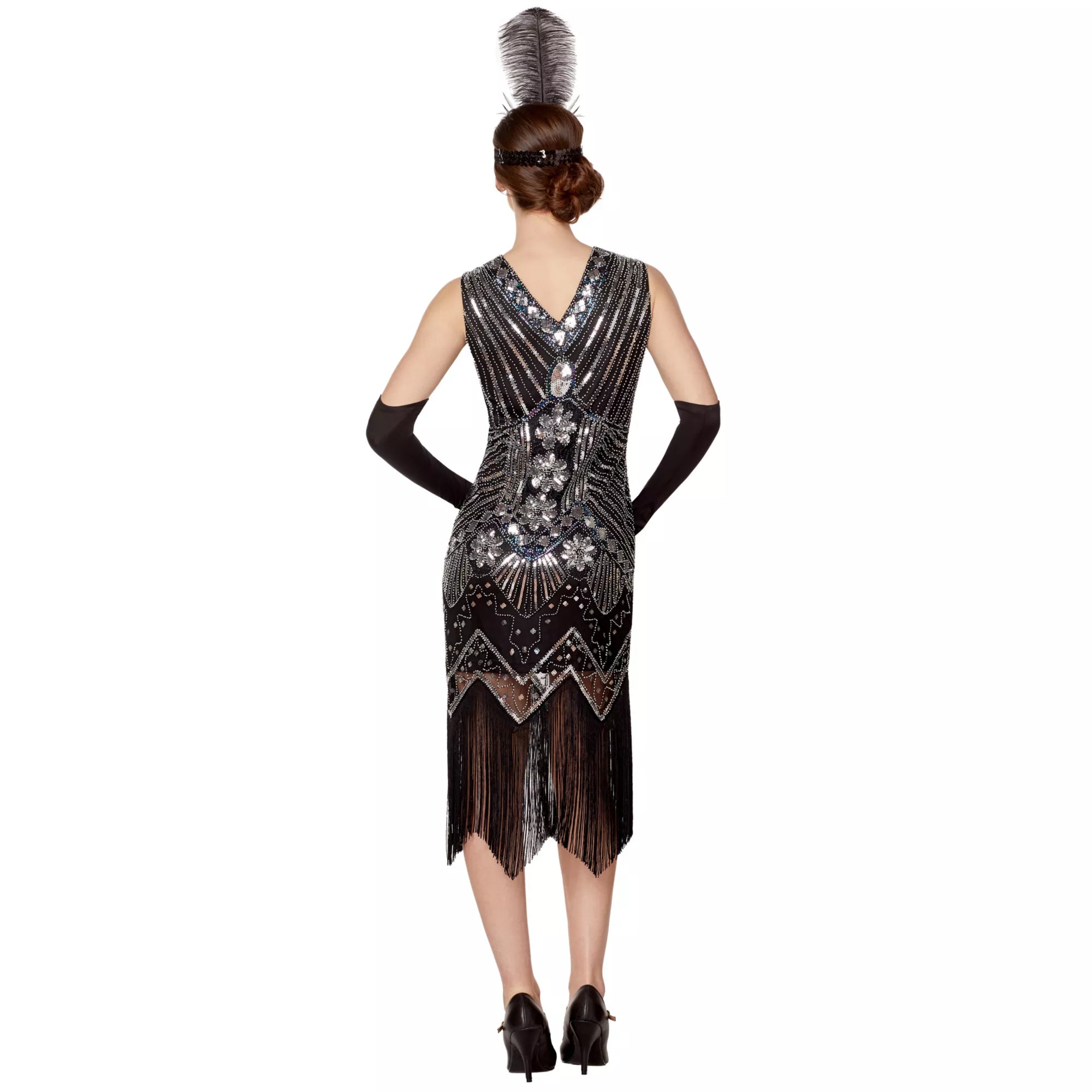Adult Black Beaded Flapper Dress