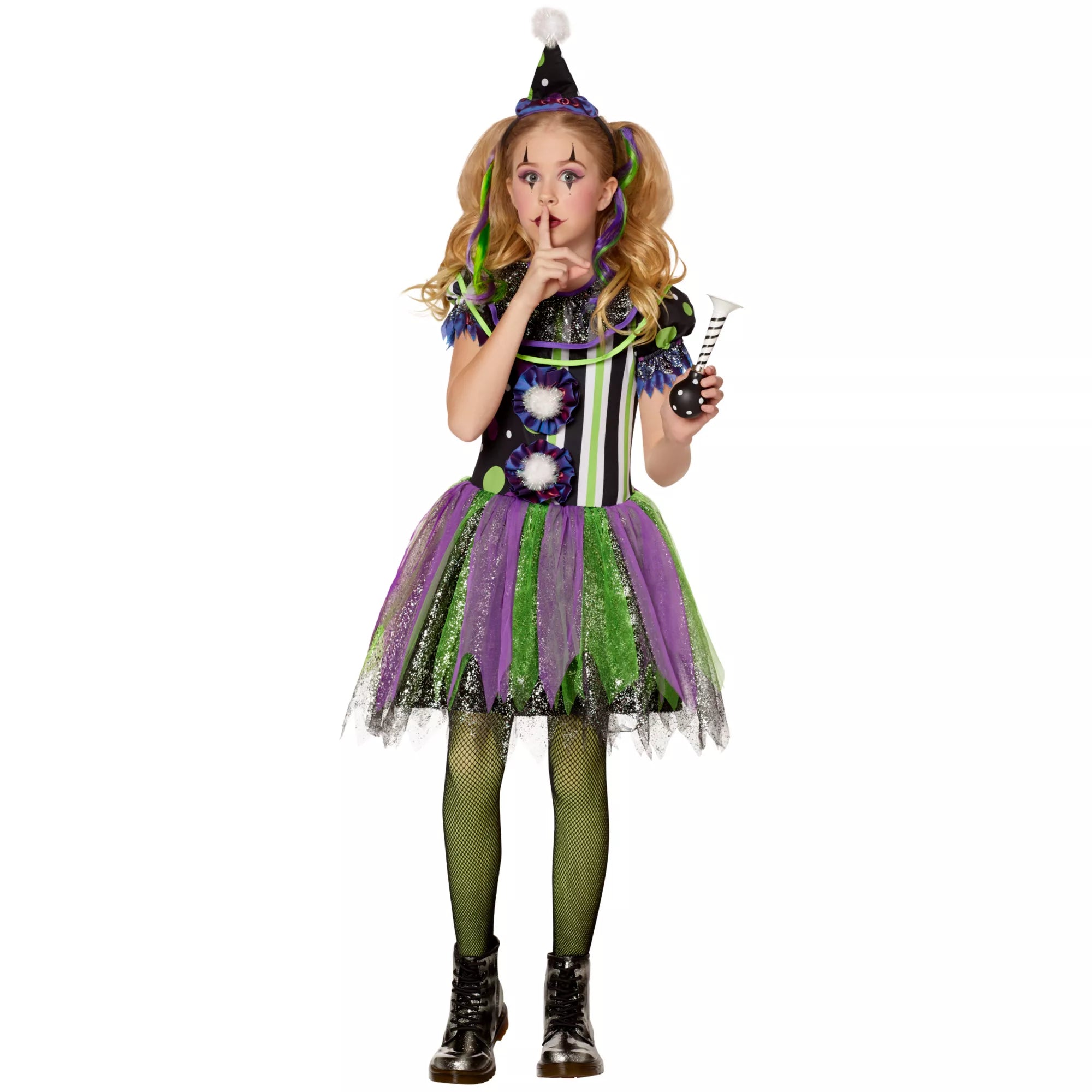 Kids Glow in the Dark Neon Clown Costume