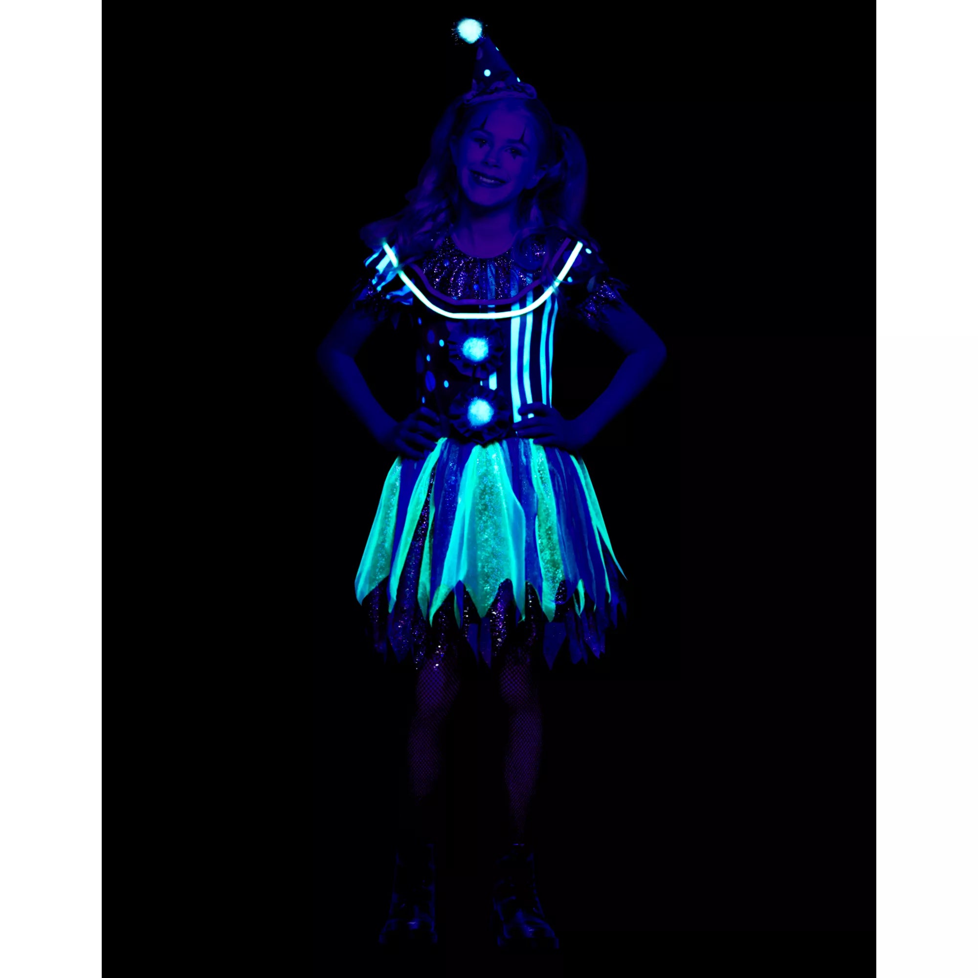 Kids Glow in the Dark Neon Clown Costume