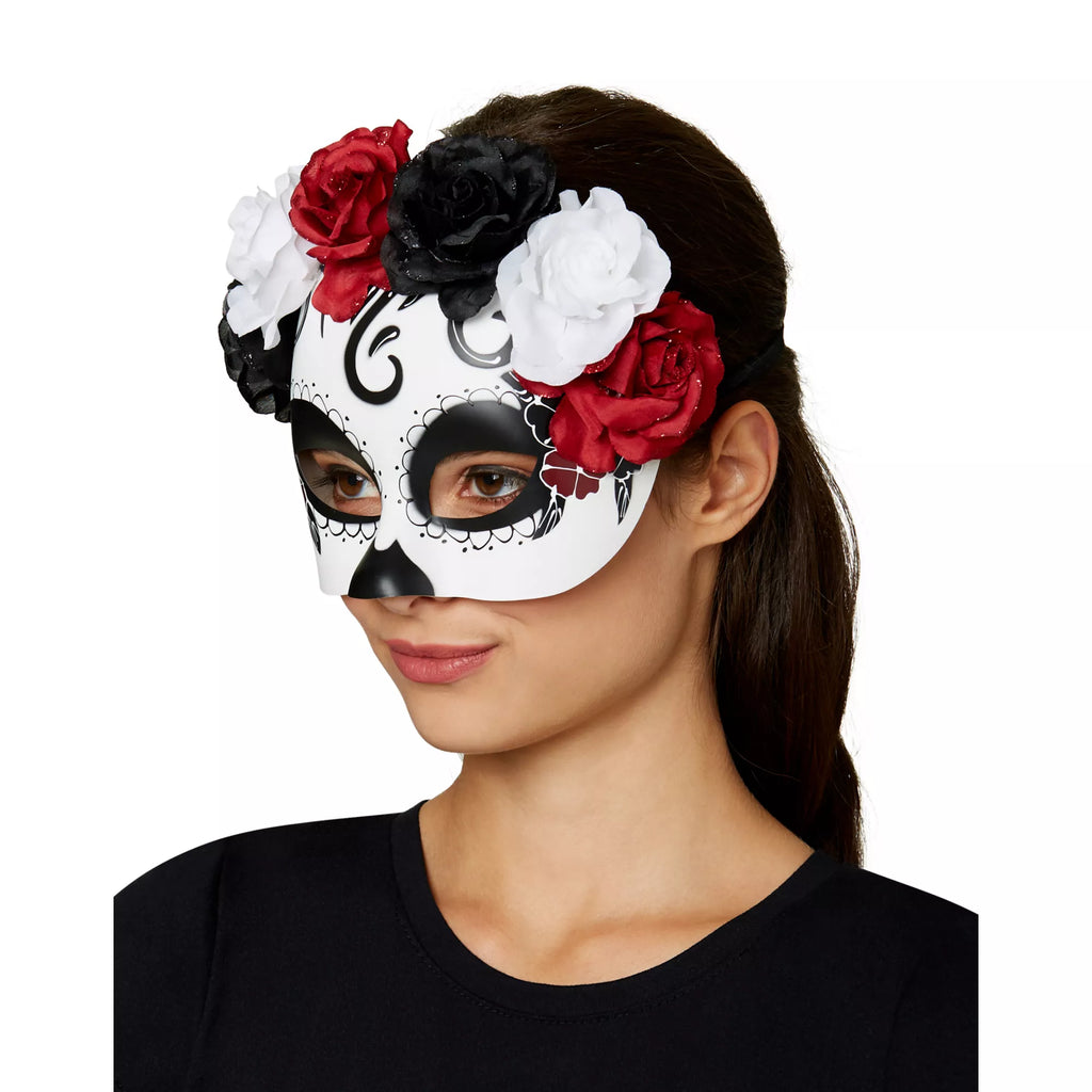 Day of the Dead Roses Half Mask