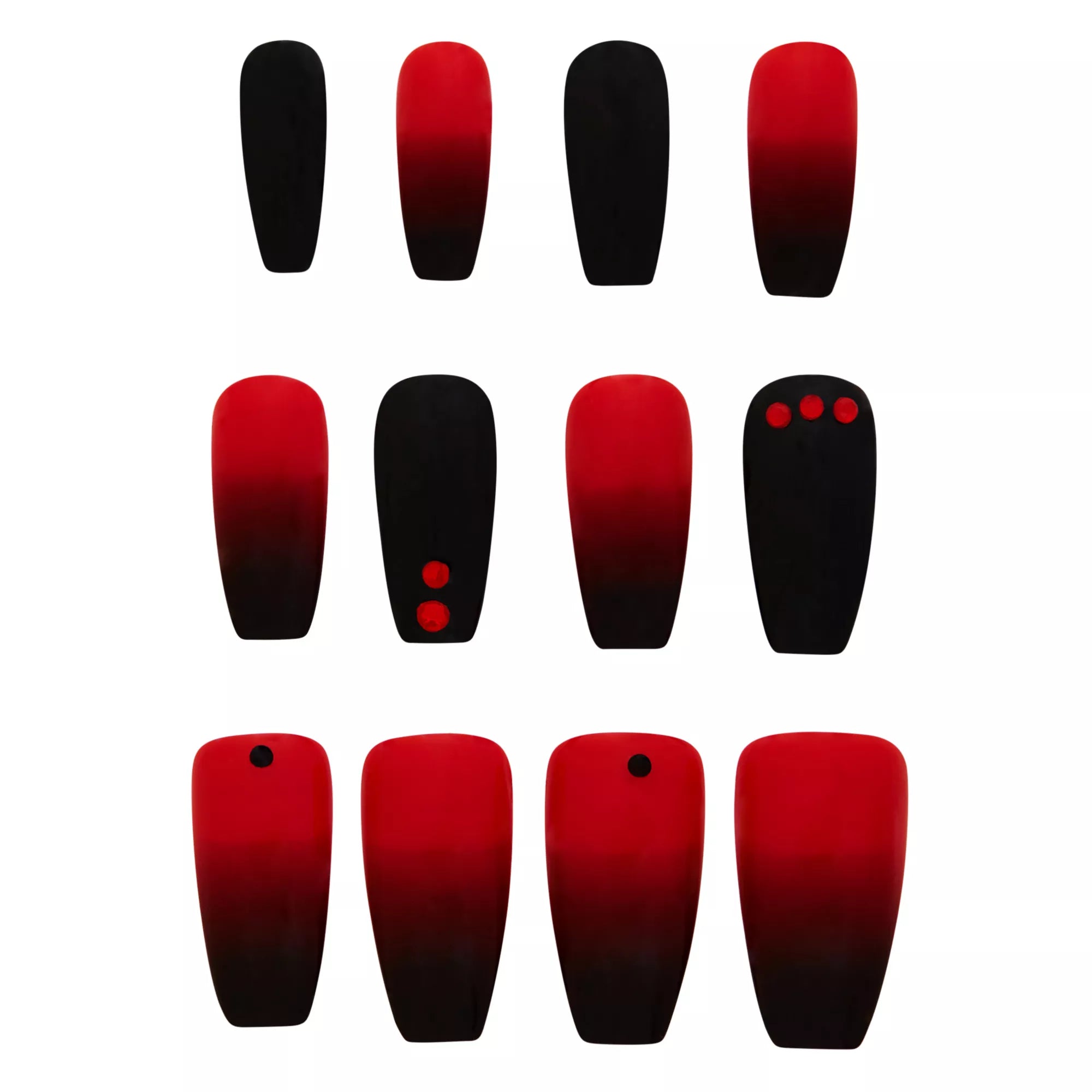 Red and Black Press-On Nails