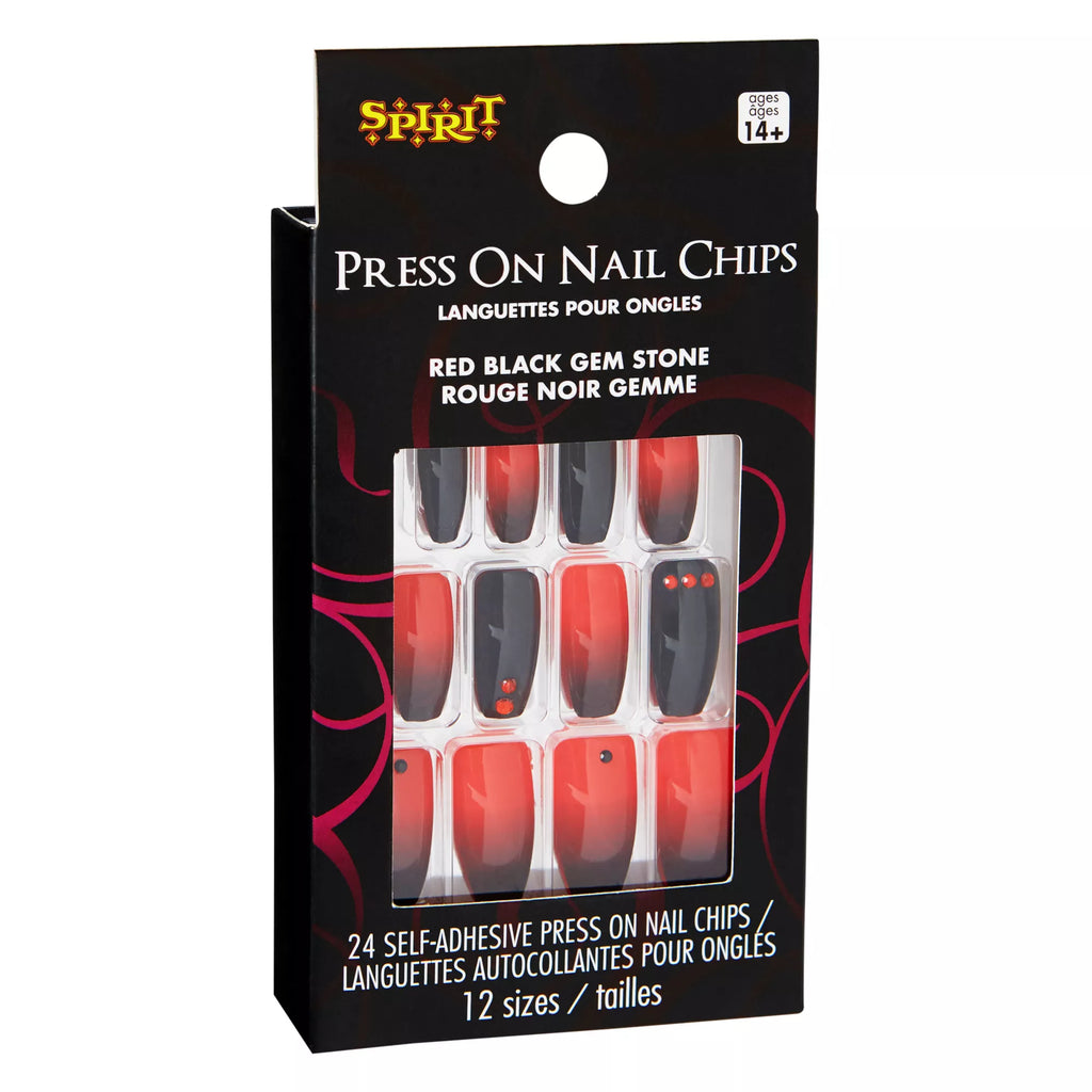 Red and Black Press-On Nails