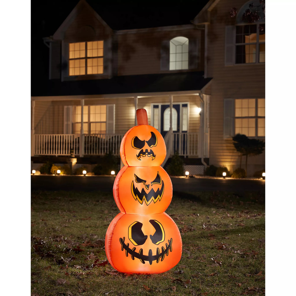 4 Ft Light-Up Pumpkin Stack Inflatable Decoration