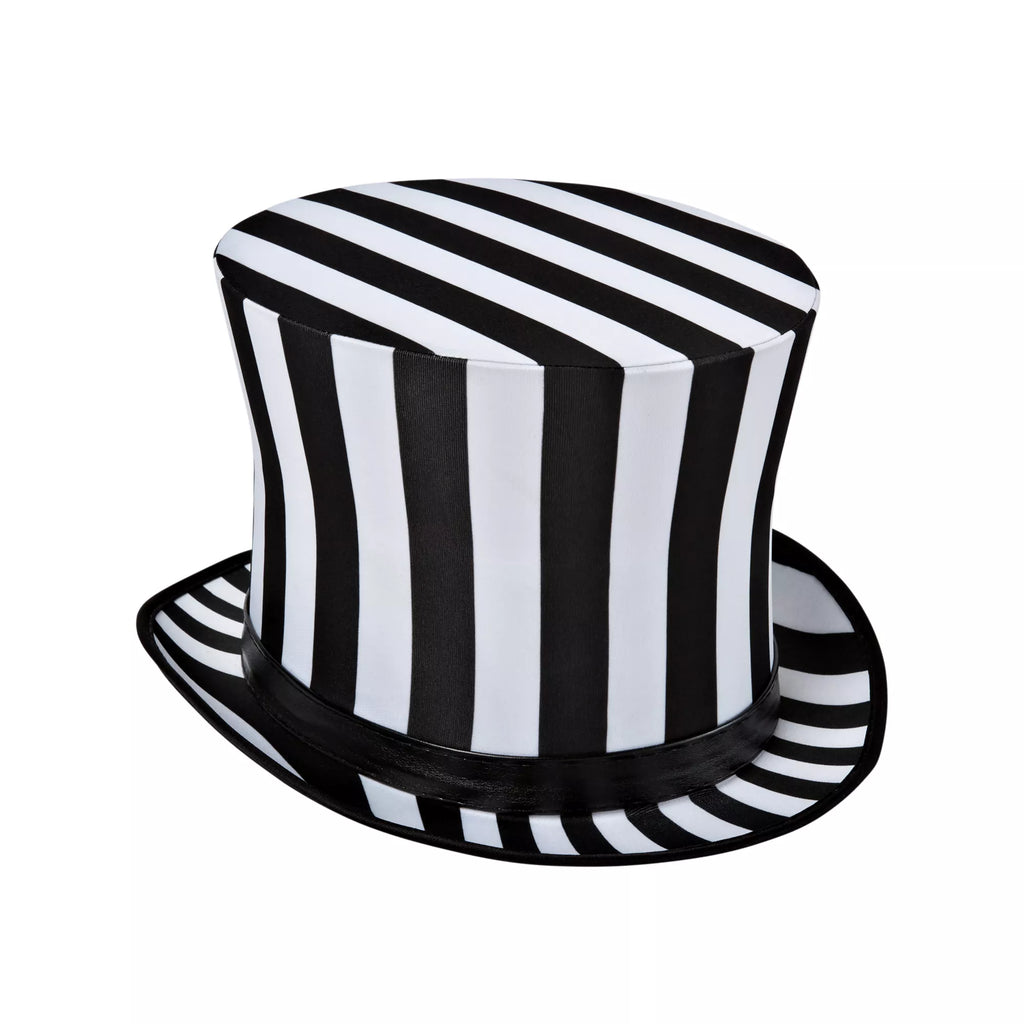 Black and White Striped Top Hat