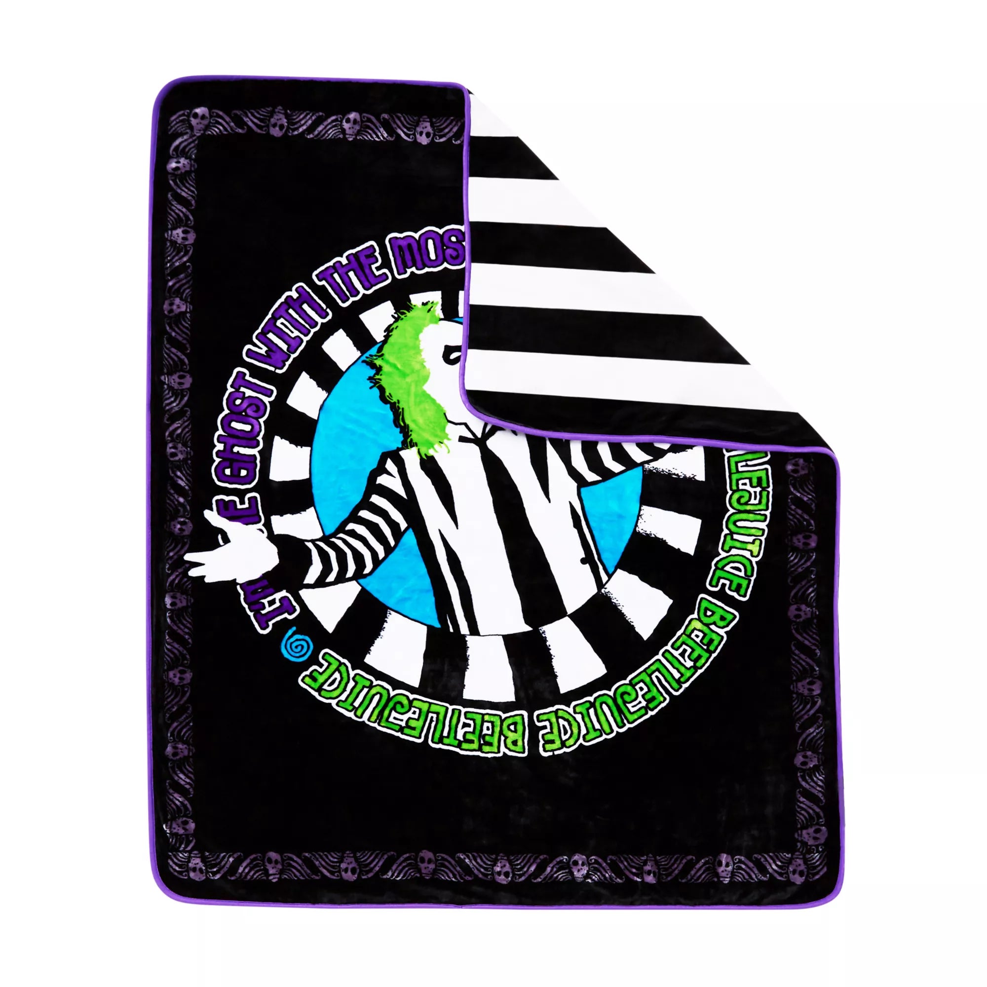 Reversible Beetlejuice Fleece Blanket