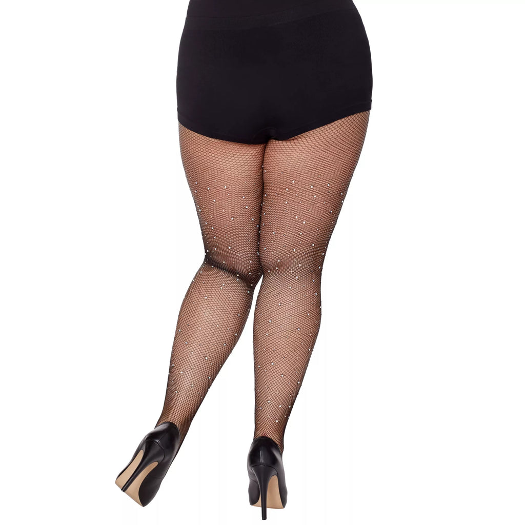 Fallen Angel Rhinestone Fishnet Stockings