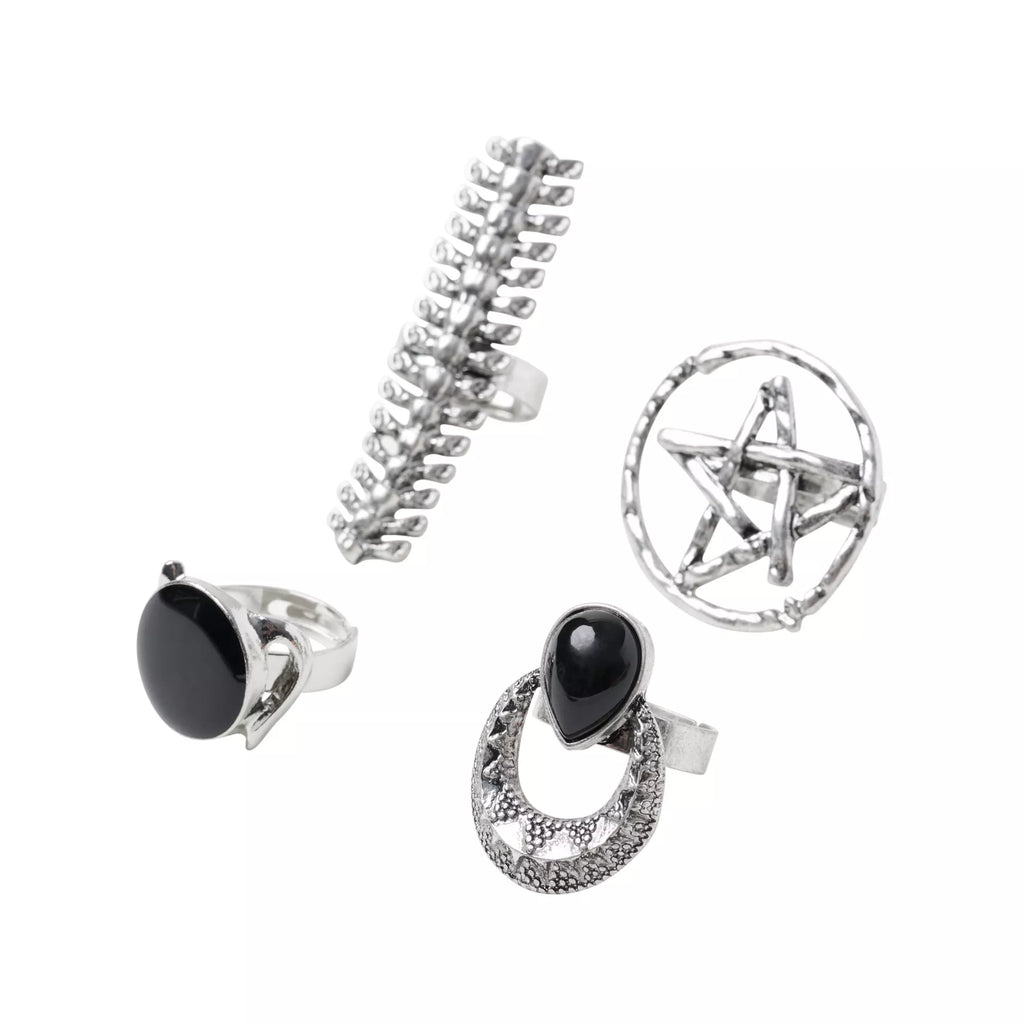 Pentagram Witch Rings Set
