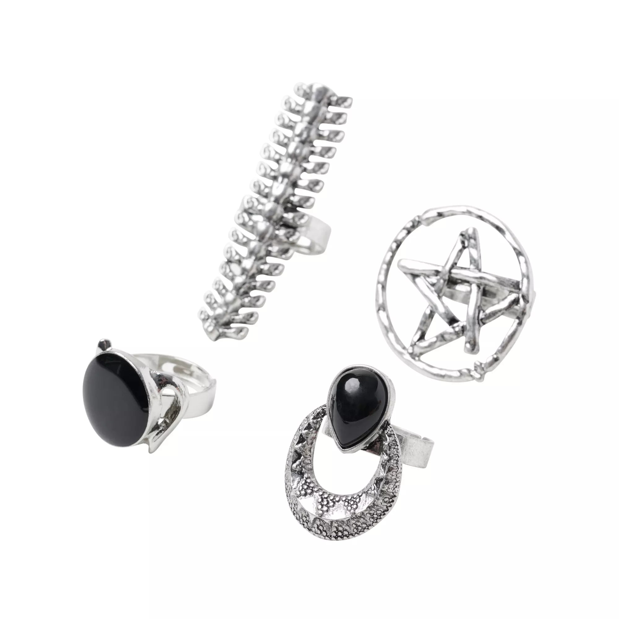 Pentagram Witch Rings Set