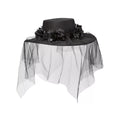 Black Veiled Day of the Dead Flower Hat
