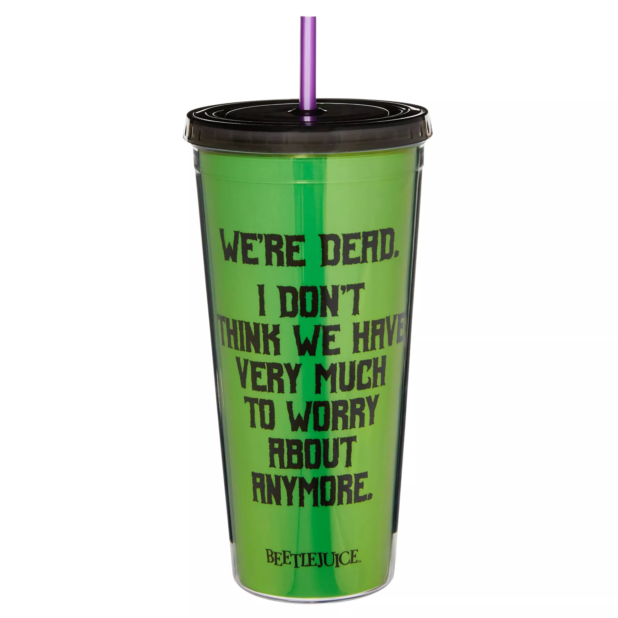 We're Dead Beetlejuice Cup with Straw