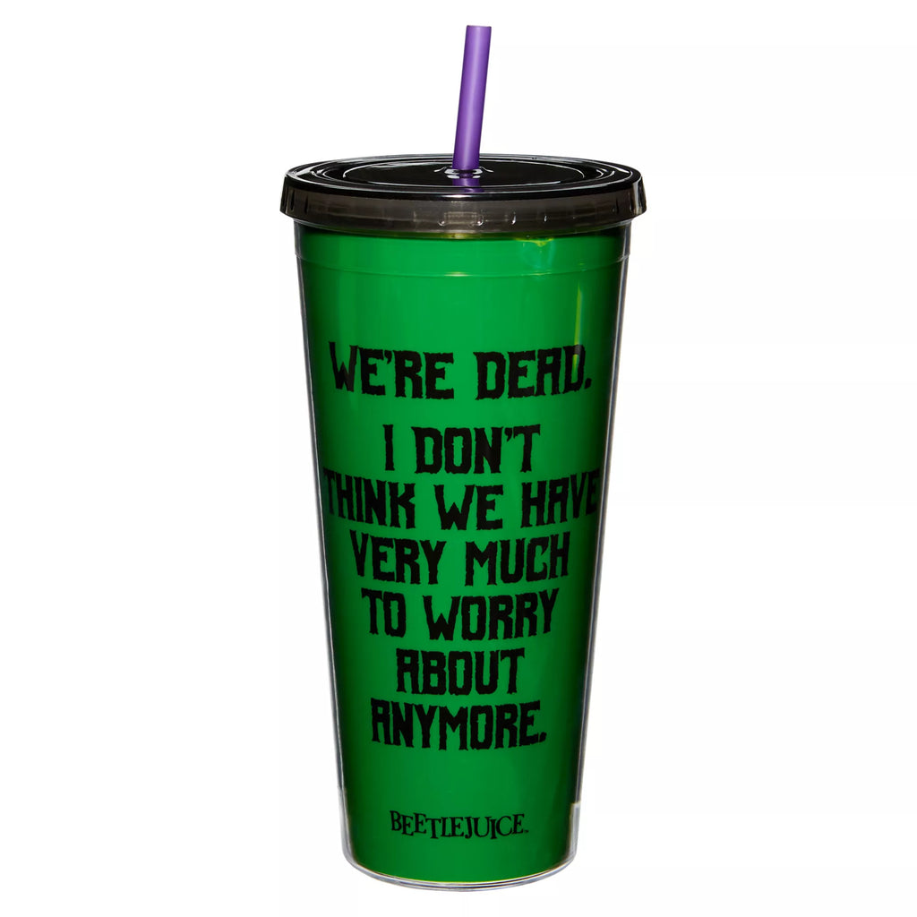 We're Dead Beetlejuice Cup with Straw